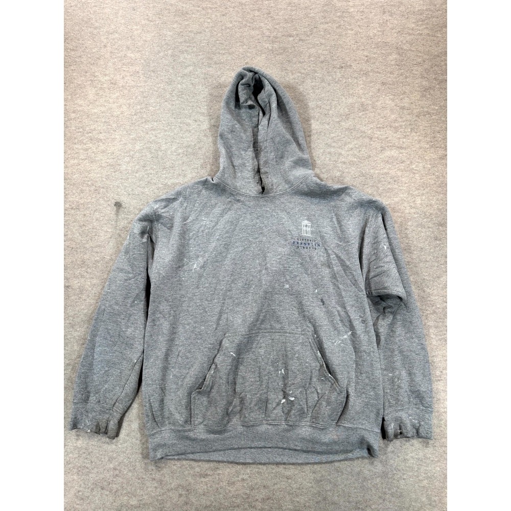 Gildan Heavy Blend Hoodie Mens Large Heather Gray Historic Franklin Street Logo